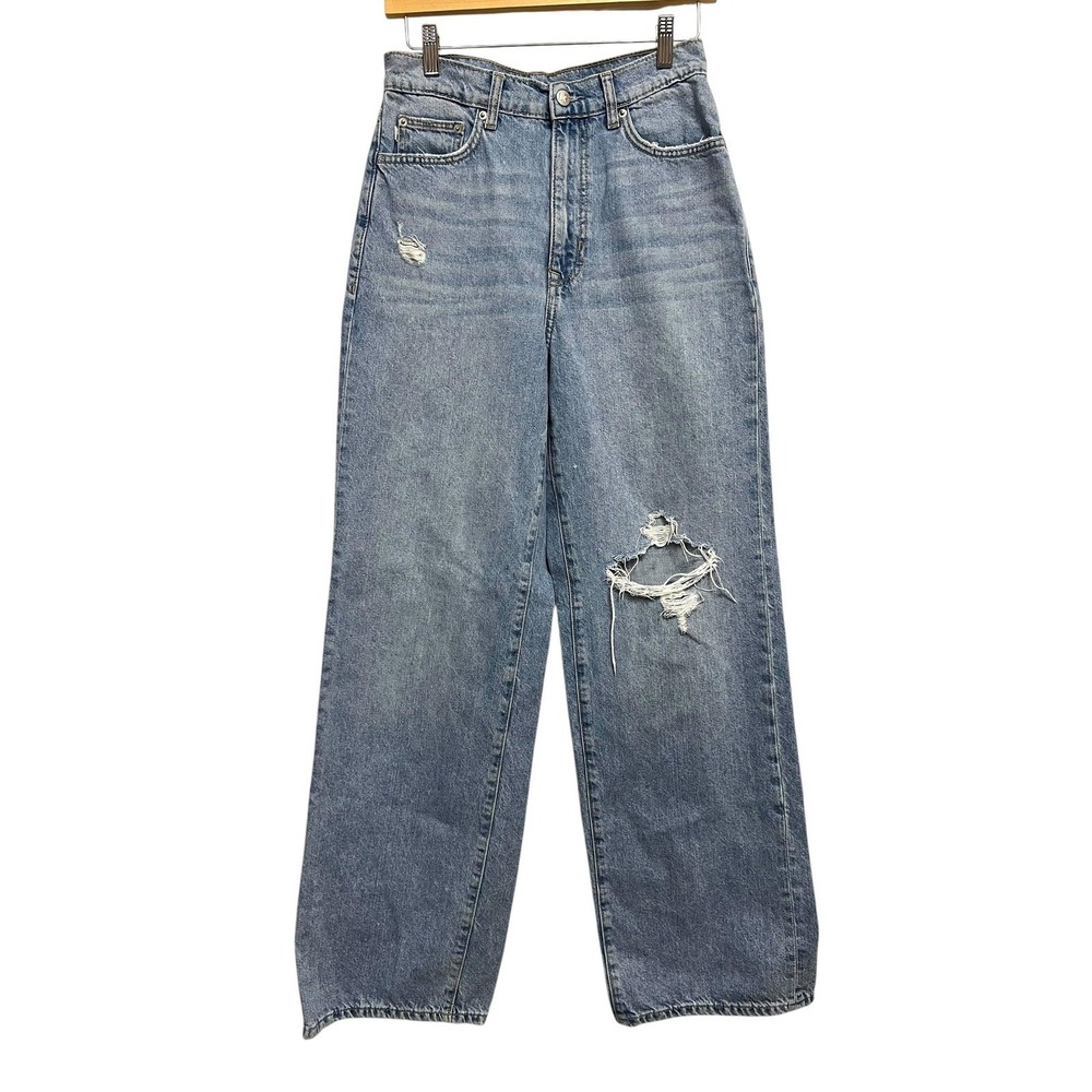 Lovers And Friends Lennon Jeans Womens 26 Blue High Rise Wide Leg Distressed